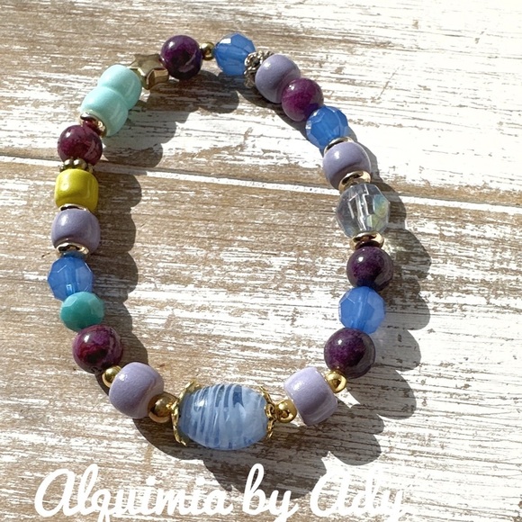 Purple Agate beaded bracelet/protection for Taurus - Picture 1 of 7